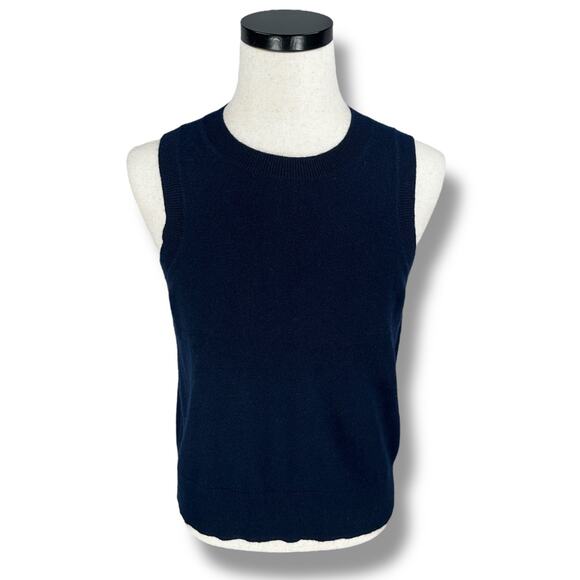 J.Crew Sweater Vest Women's Medium 100% Cashmere Navy Blue Knit Sleeveless New - Picture 1 of 9